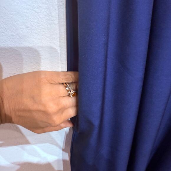 Made With Love Navy Floral Cold Shoulder Wide Leg Jumpsuit Sz M NWT - Picture 5 of 14